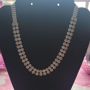 Silver Statement Necklace with Graduated Design and Sparkling Elements